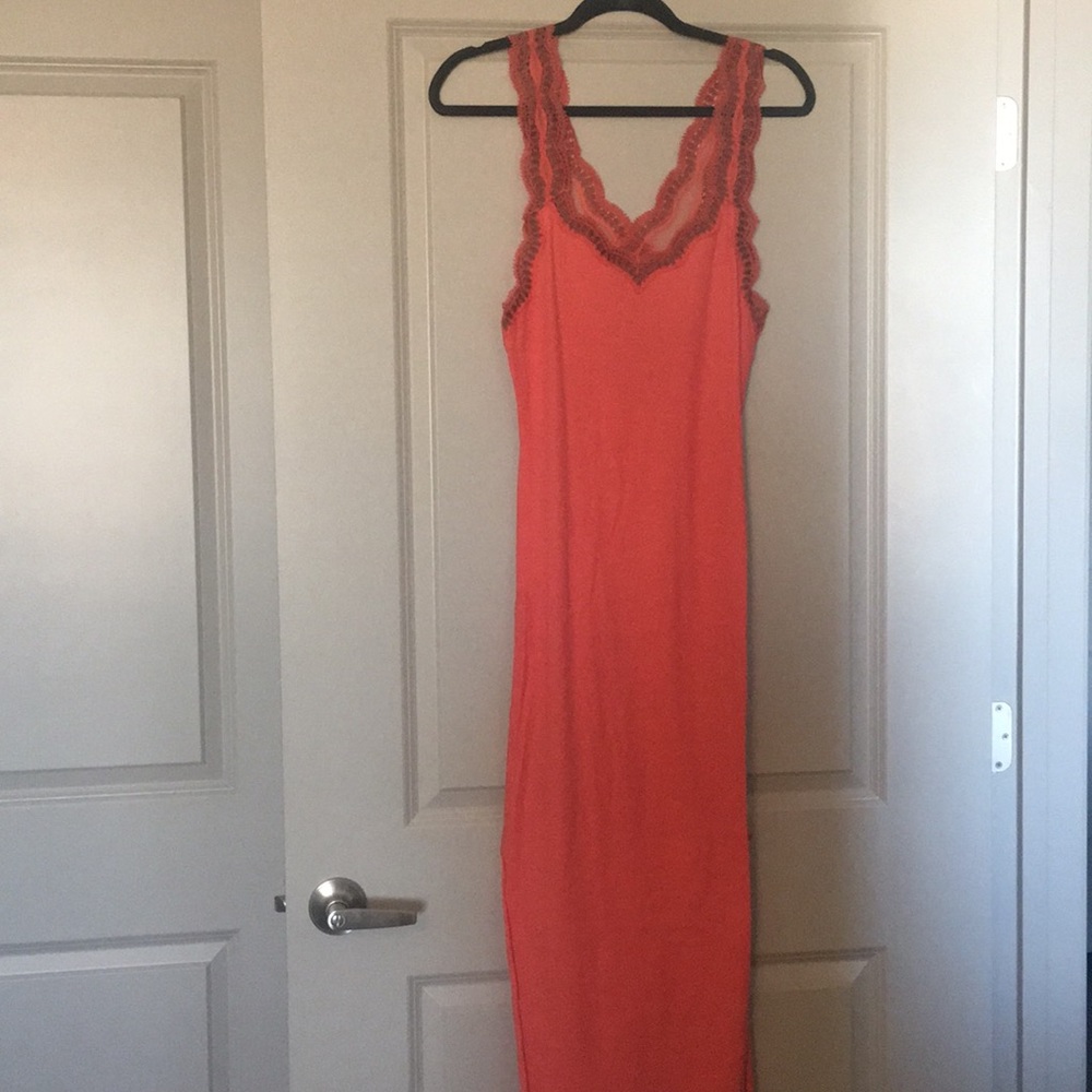 Red Free People Intimates ribbed night gown